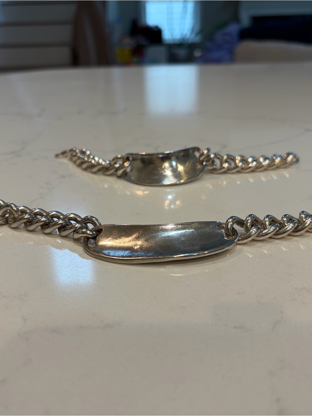 Sterling Silver Chain Bracelet - Polished Silver Tone & necklace